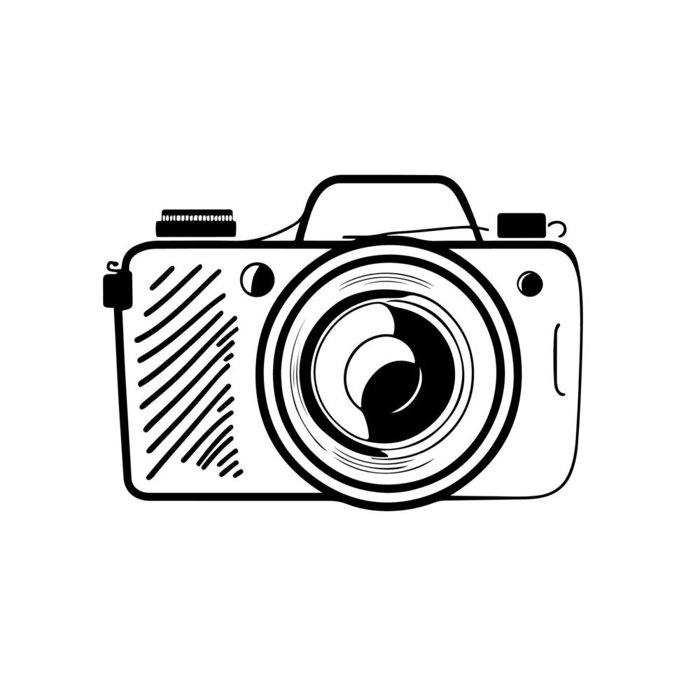 Vintage camera icon. Monochrome vector illustration suitable for photography-related designs, web icons, logos, and more.
