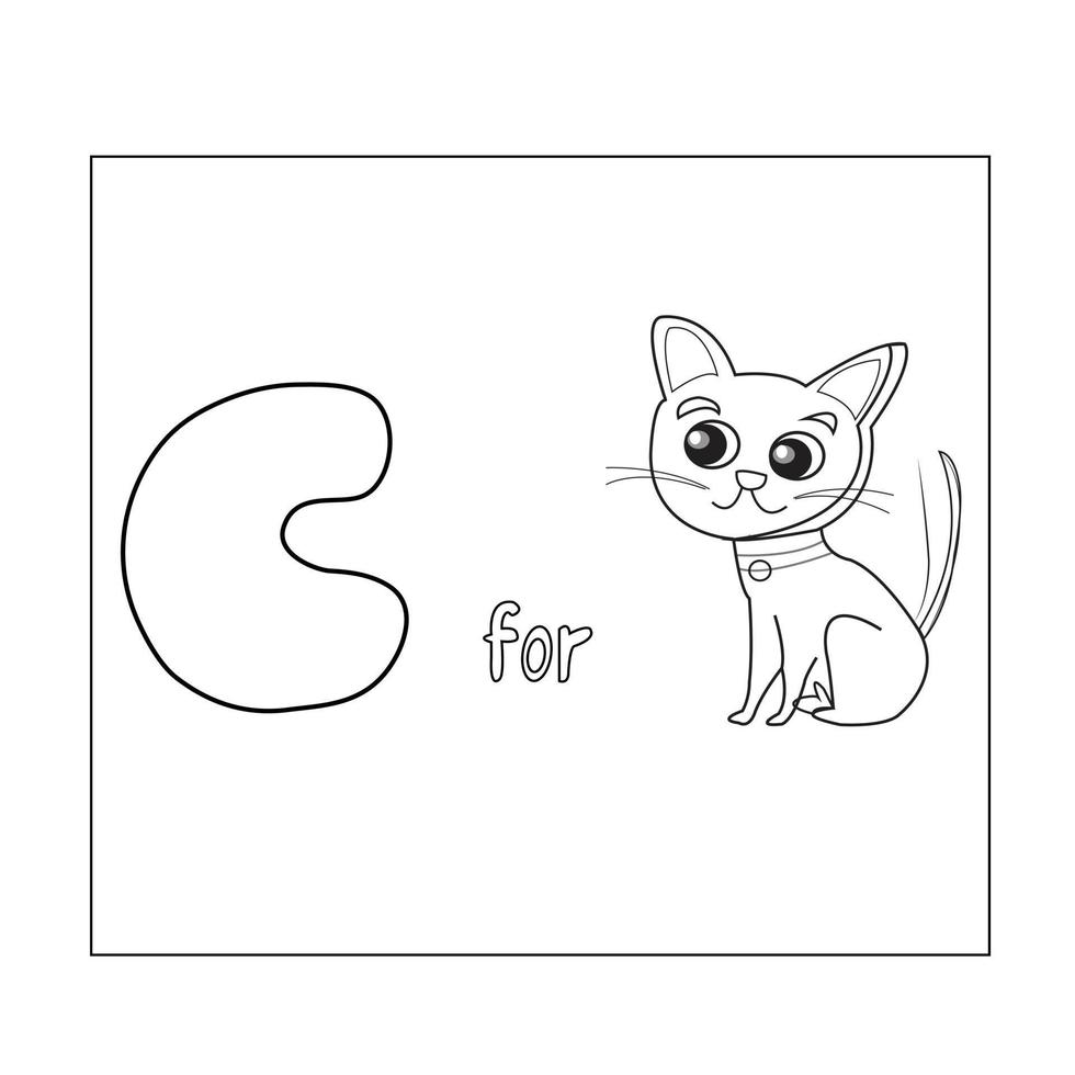 Childrens Alphabet Coloring Page For Kids vector