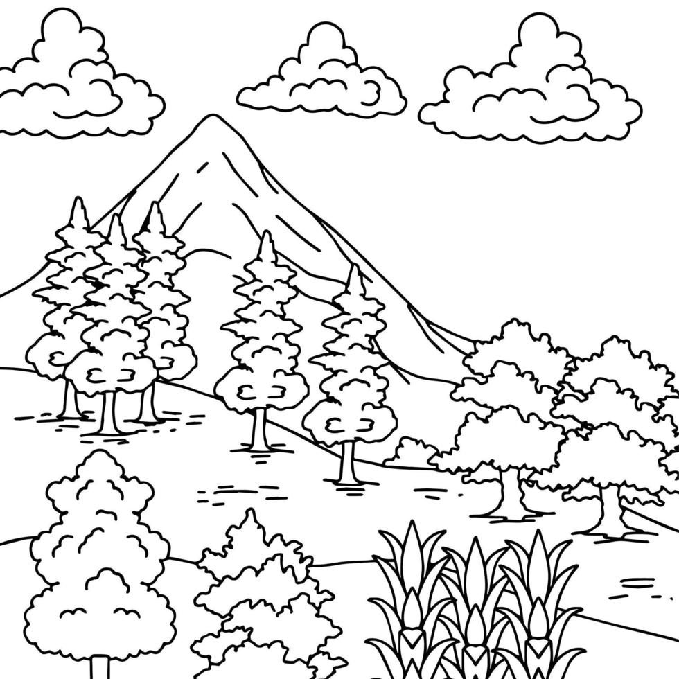 Design Nature Landscape Coloring Page Outline art vector