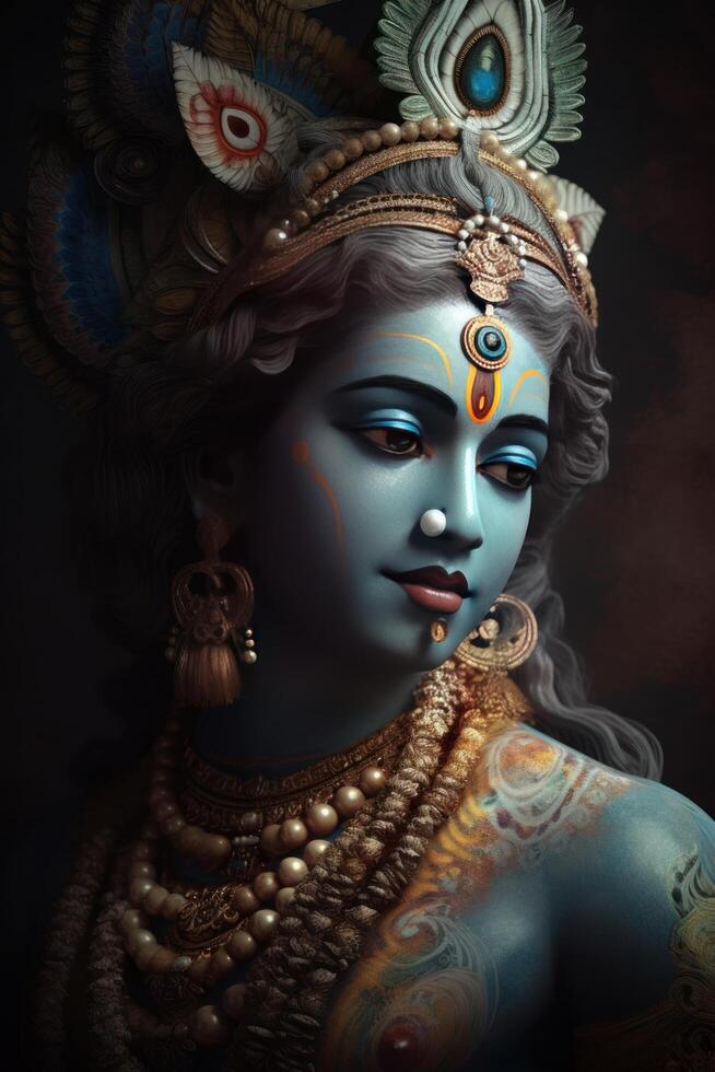 hindú Dios Krishna hermosa gráfico imagen generativo ai foto