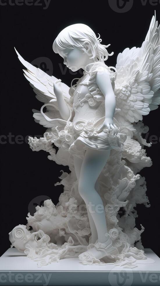 A Beautiful angel girl white statue photo