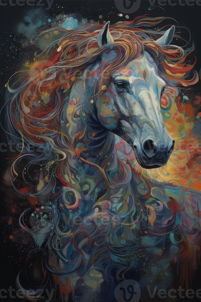 A painting of a colorful horse illustration photo