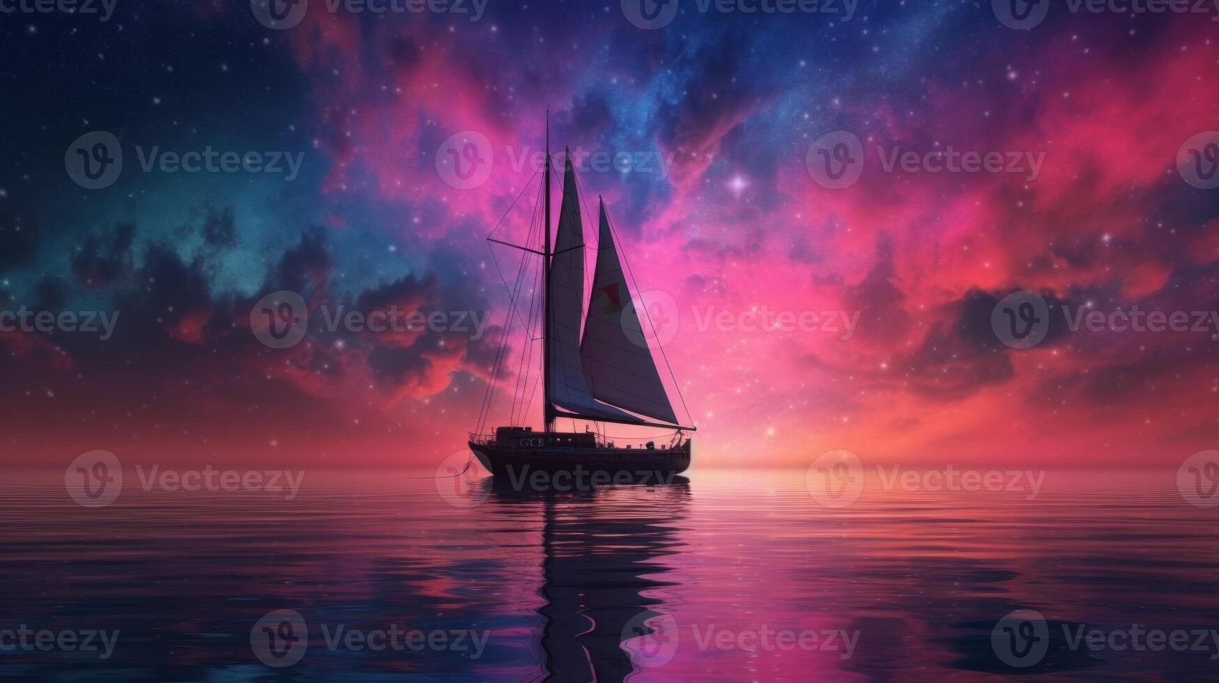 A sailboat under a pink sky beautiful image photo
