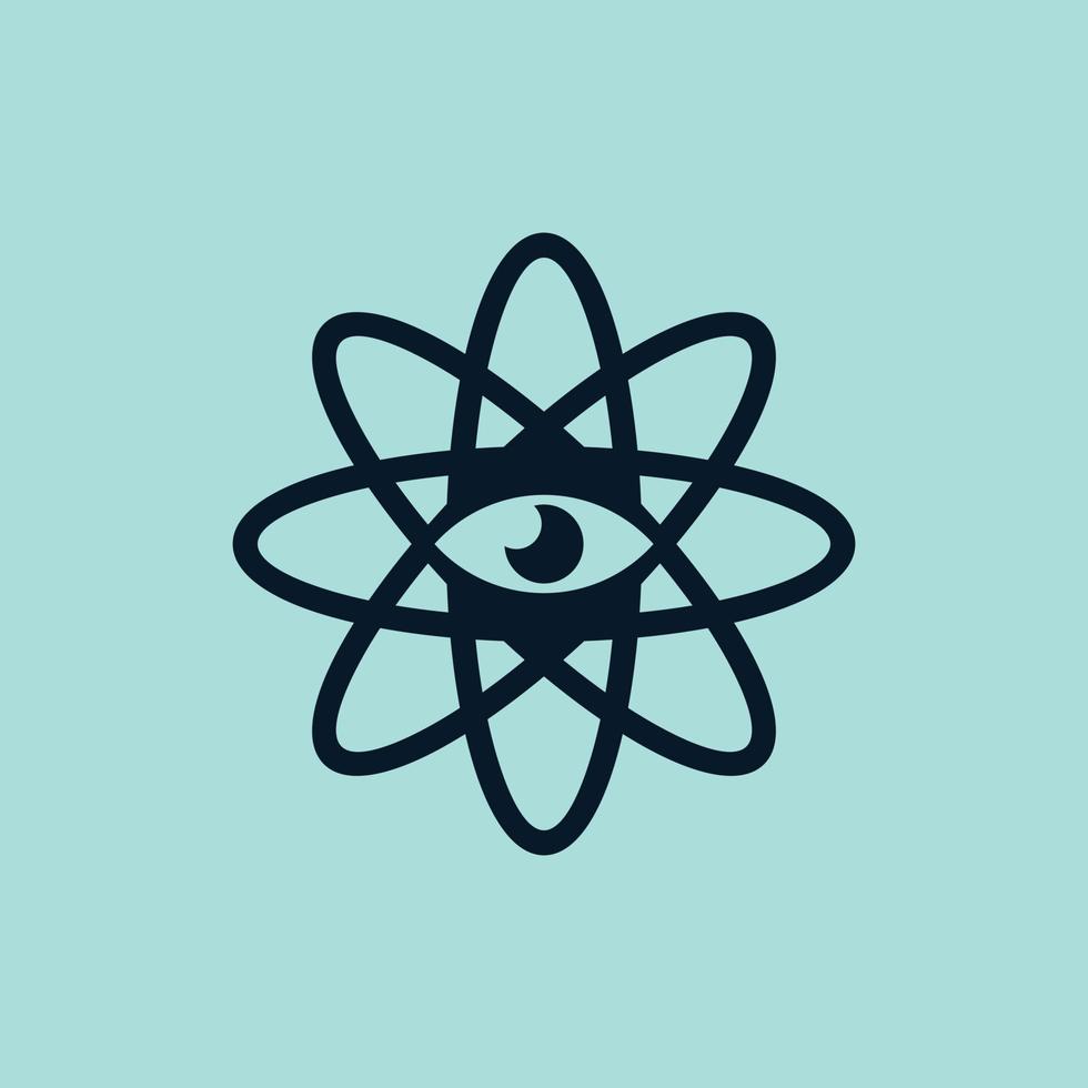 Atom eye tech line creative logo vector