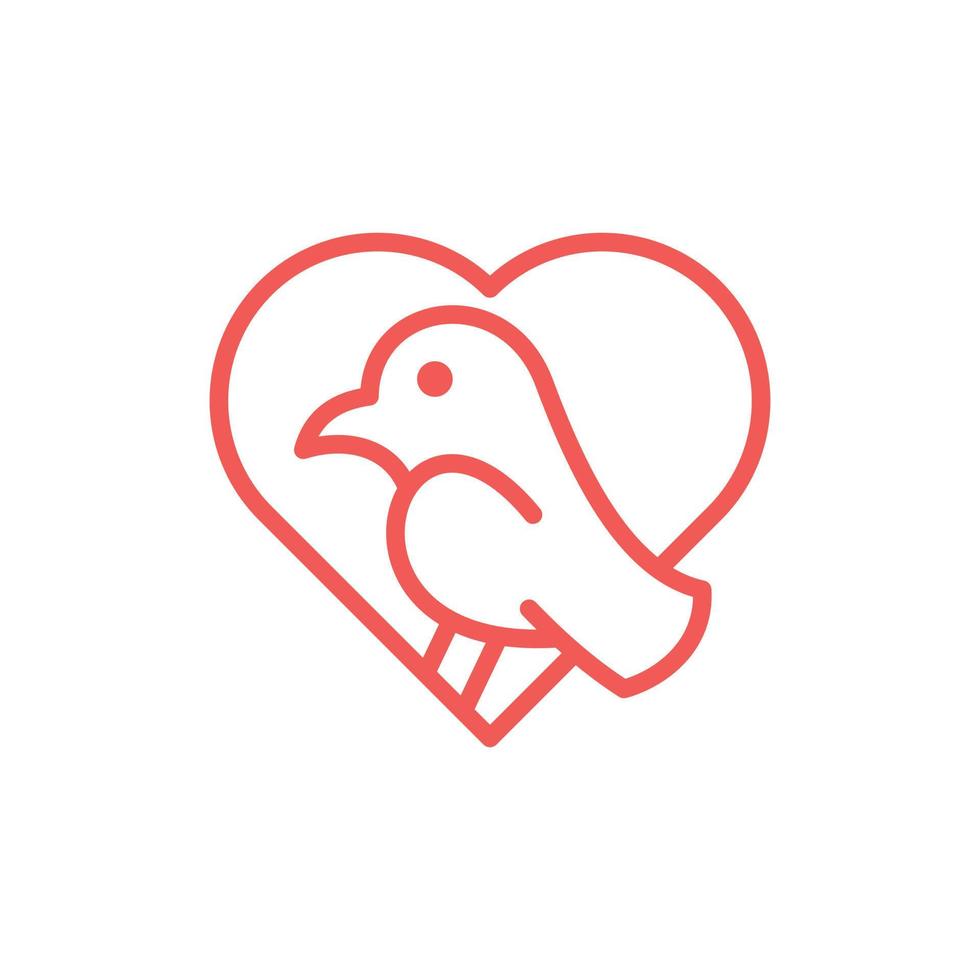 animal linda pájaro amor línea moderno logo vector