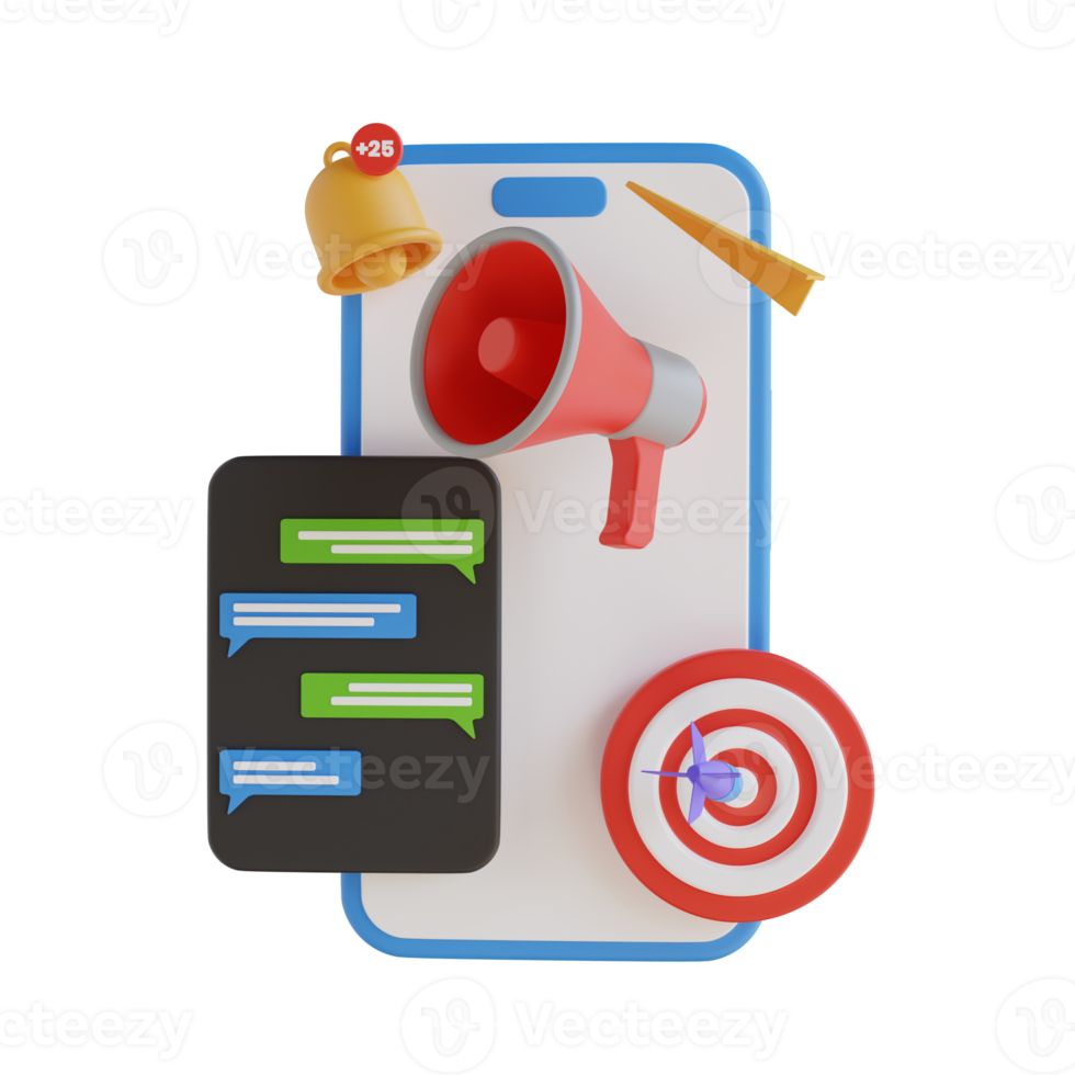 Digital Marketing, web analytics and marketing social media concept. 3D illustration. png