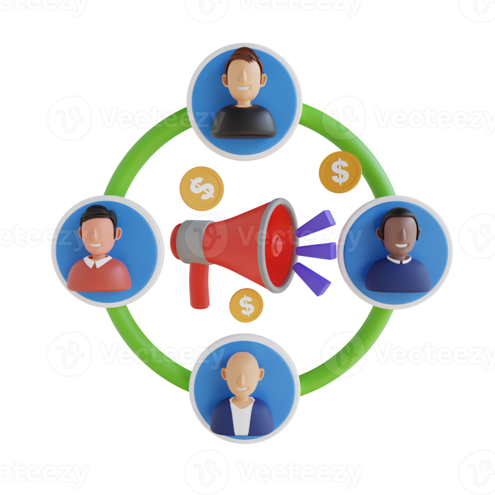 Digital Marketing, Netz Analytik und Marketing Sozial Medien Konzept. 3d Illustration. png