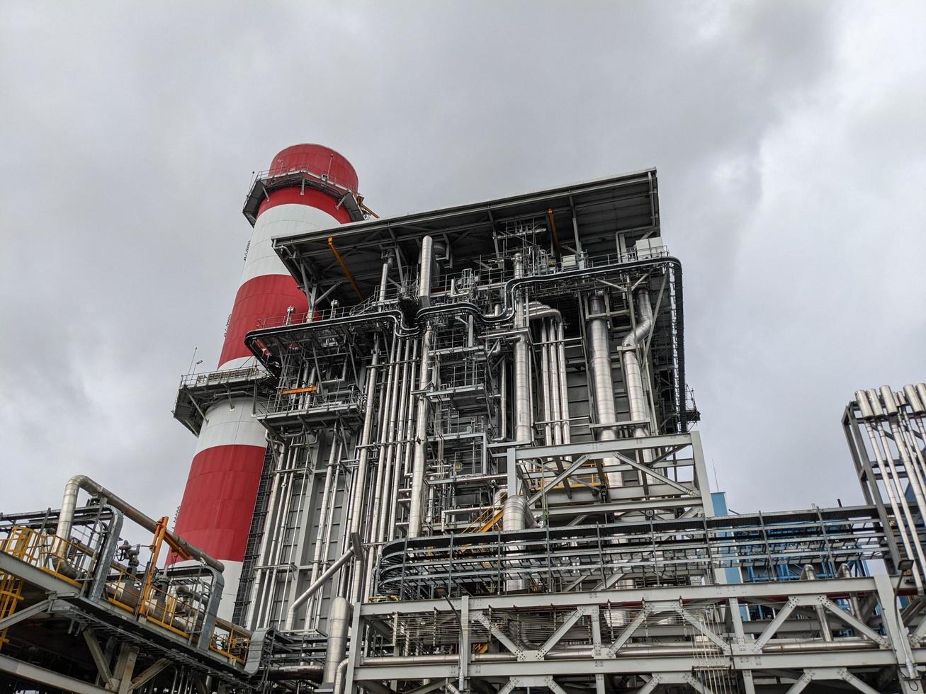 Power plant project with construction work and commissioning plant. The photo is suitable to use for industry background photography, power plant poster and electricity content media.