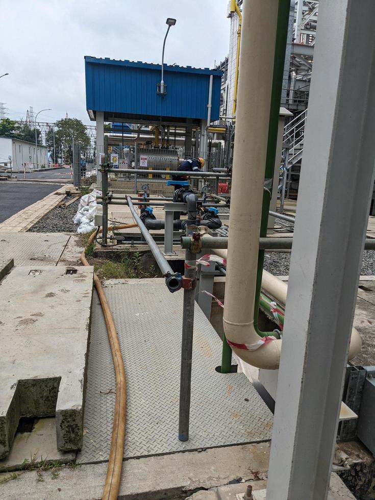 Power plant project with construction work and commissioning plant. The photo is suitable to use for industry background photography, power plant poster and electricity content media.