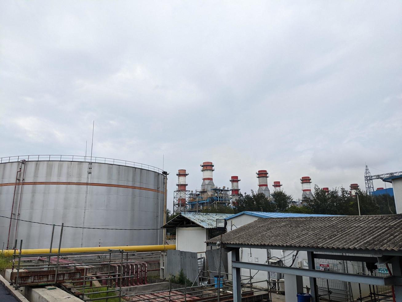 Power plant project with construction work and commissioning plant. The photo is suitable to use for industry background photography, power plant poster and electricity content media.