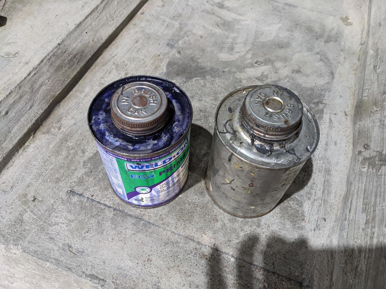 Close up photo of construction material for glue, valve and mounting pipe. The photo is suitable to use for industry background photography, power plant poster and electricity content media.