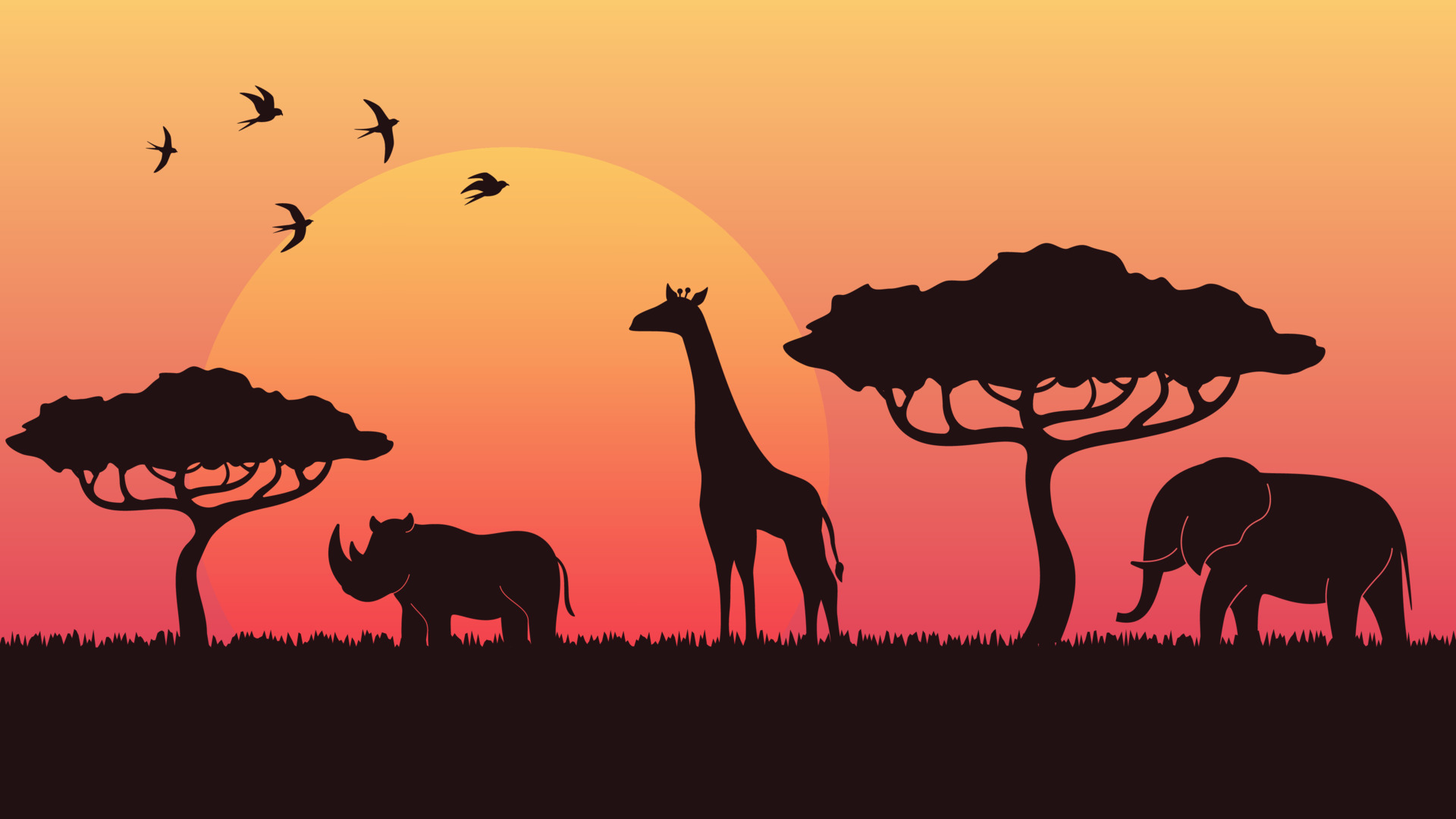 savanna sunset view 22692428 Vector Art at Vecteezy