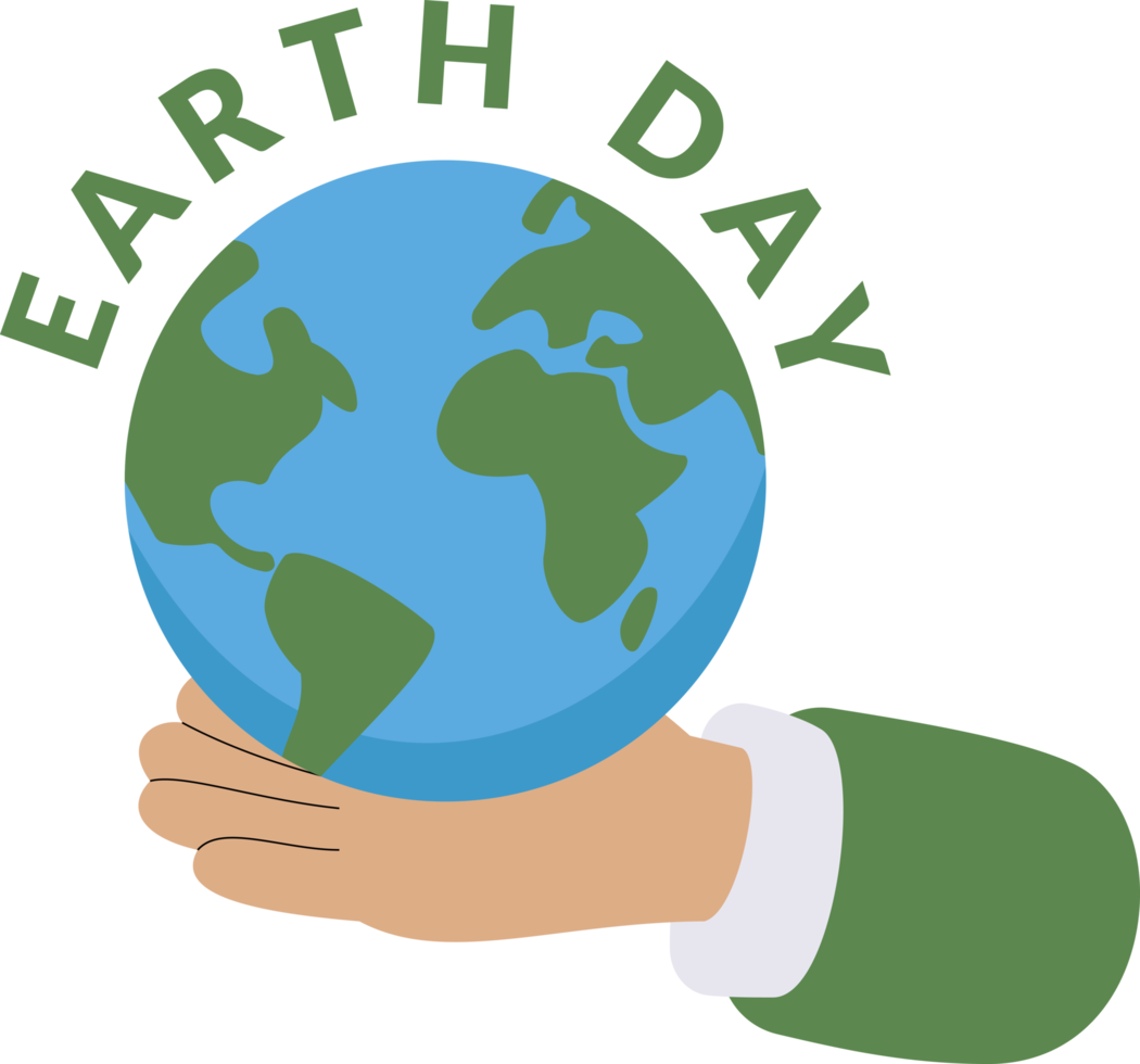 earth day icon. earth day celebration. cartoon hand holding earth symbol png