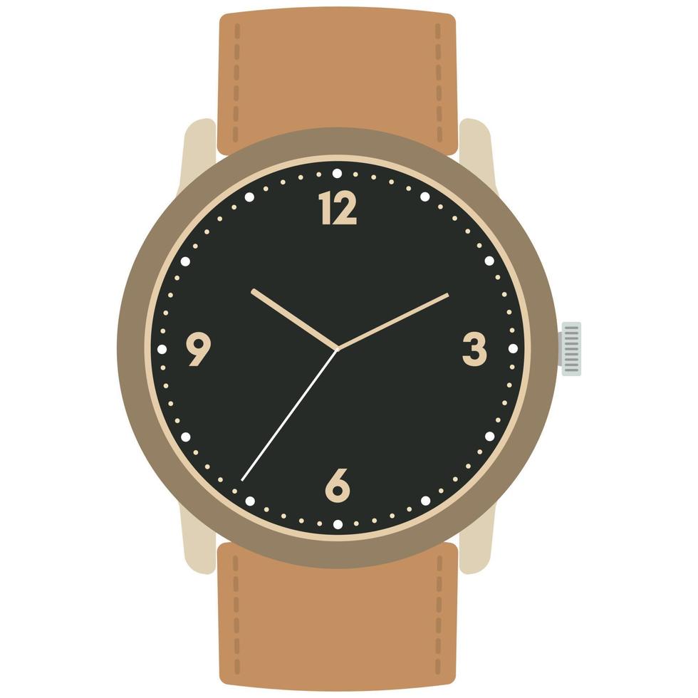 clásico diseño mecánico reloj de pulsera aislado en blanco antecedentes. reloj cara con hora, minuto y segundo manos. vector ilustración.