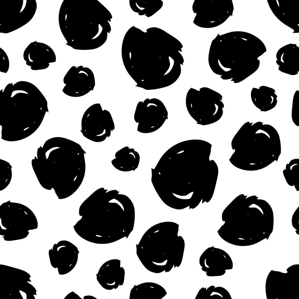 Seamless pattern with dark hand drawn round scribble smear on white background. Abstract grunge texture. Vector illustration