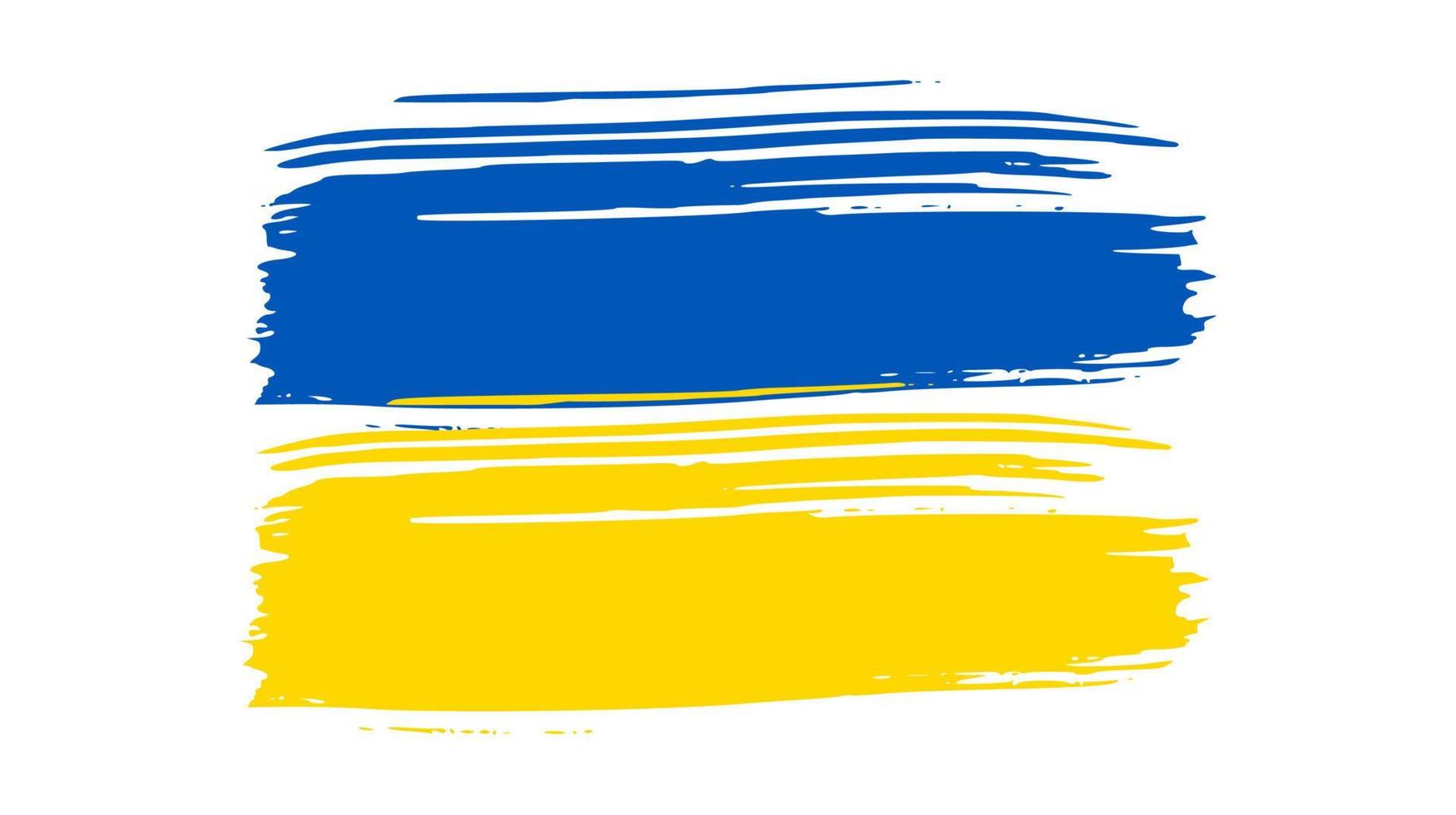 Ukrainian national flag in grunge style. Painted with a brush stroke flag of Ukraine. Vector illustration