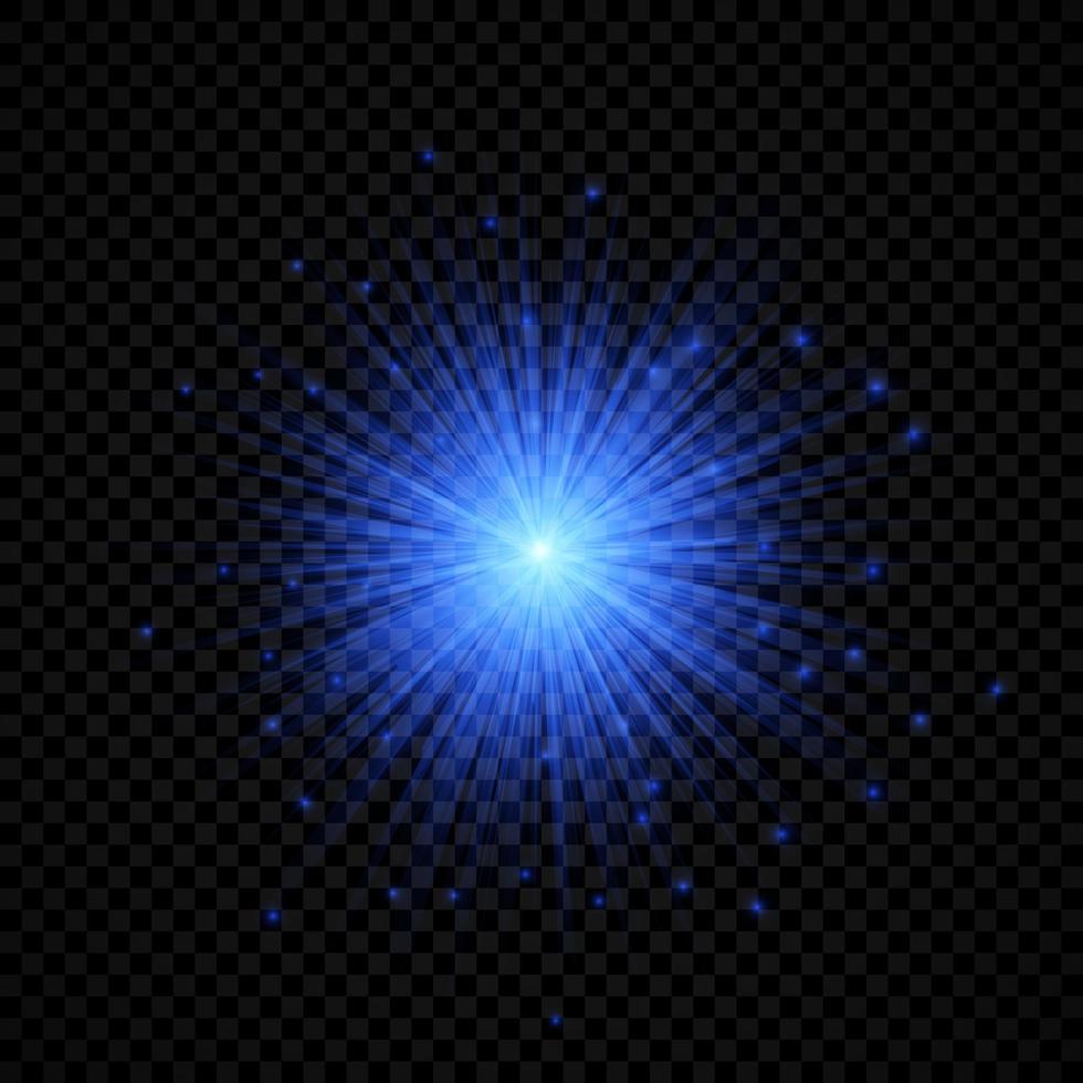 Light effect of lens flares. Blue glowing lights starburst effects with sparkles vector