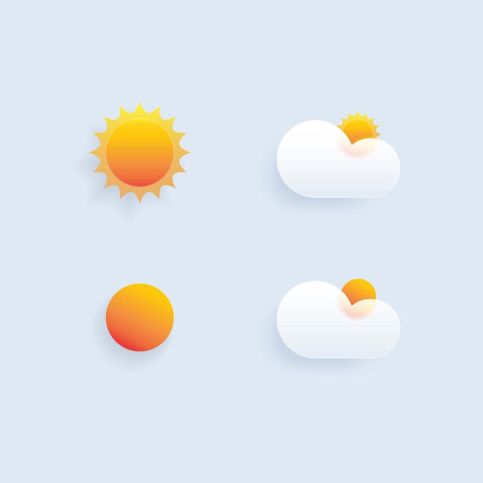 Set of different weather icons. Cloud, rain,moon, lightning,sonwflake. Vector illustration