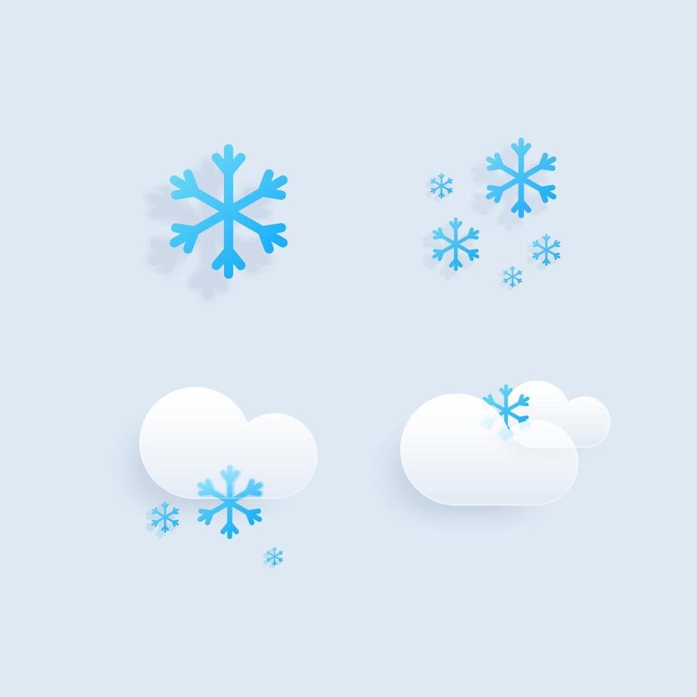 Set of different weather icons. Cloud, rain,moon, lightning,sonwflake. Vector illustration