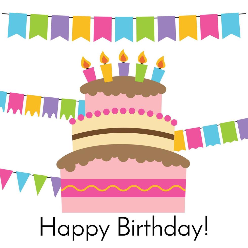 tarjeta de felicitación con pastel dulce para celebración de cumpleaños. ilustración vectorial vector