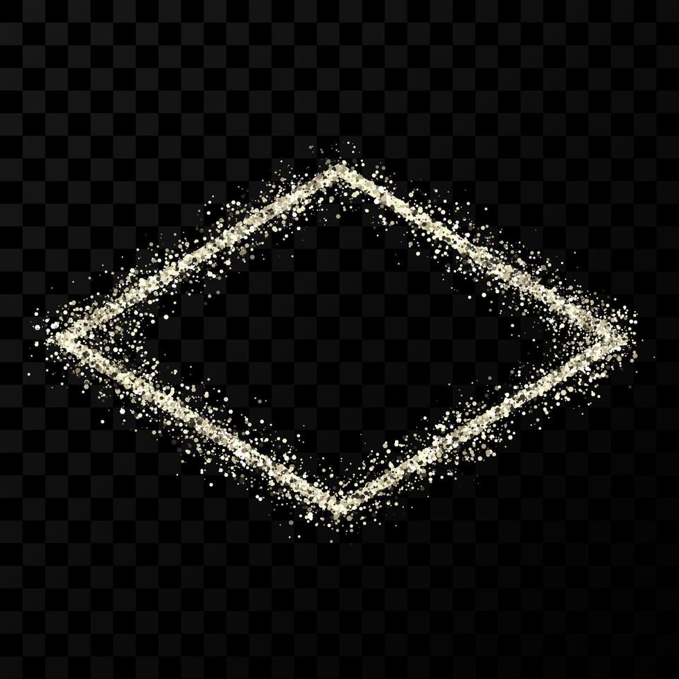 Silver glitter frame. Rhombus frame with shiny sparkles on dark background. Vector illustration