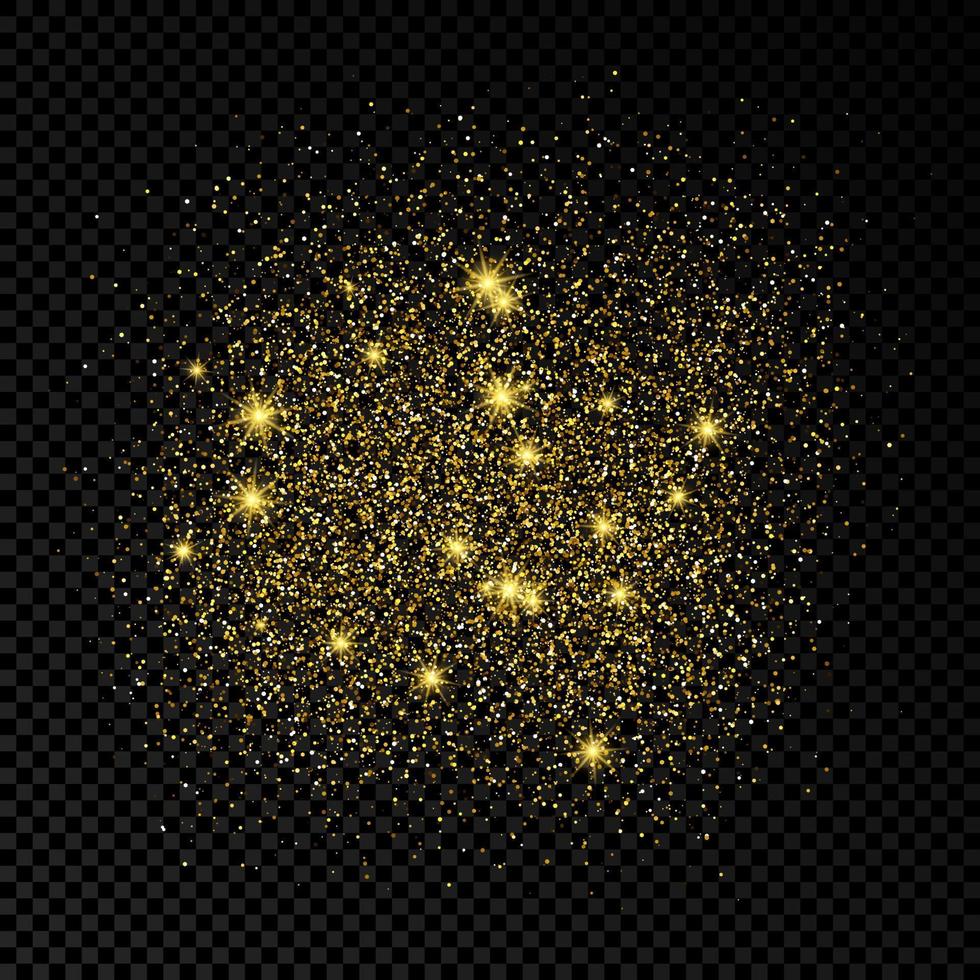 Golden glittering backdrop on a dark background. Background with gold glitter effect and empty space for your text. Vector illustration