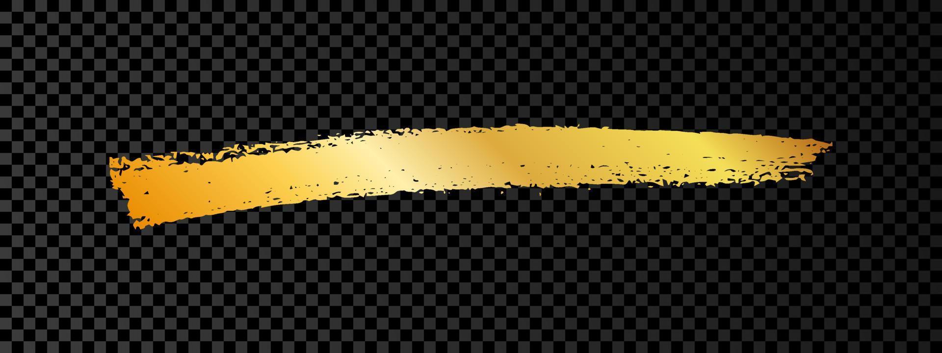 Gold paint brush smear stroke. Abstract gold glittering sketch scribble smear on dark vector