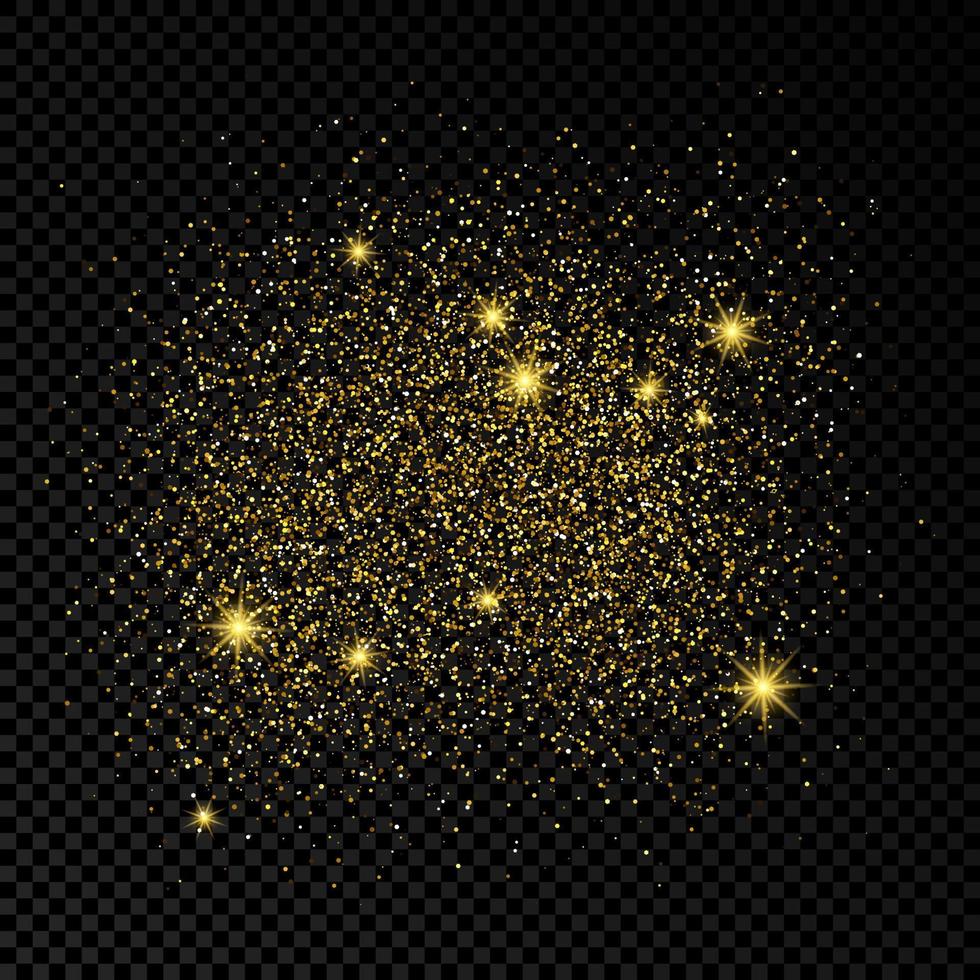 Golden glittering backdrop on a dark background. Background with gold glitter effect and empty space for your text. Vector illustration