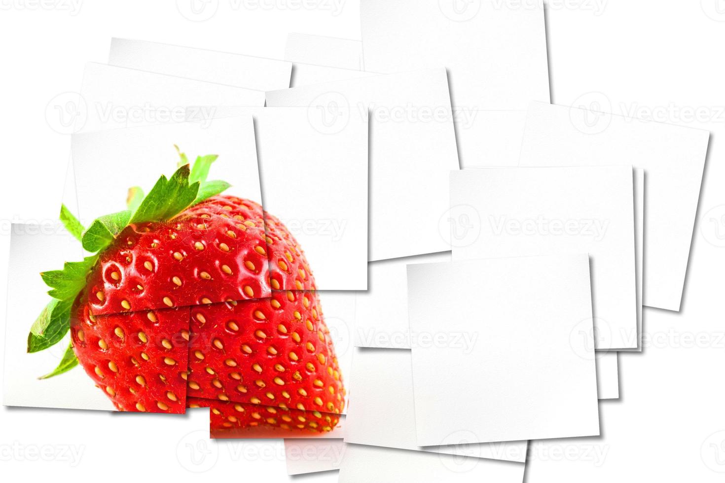 Creative picture of strawberry isolated on white background. photo