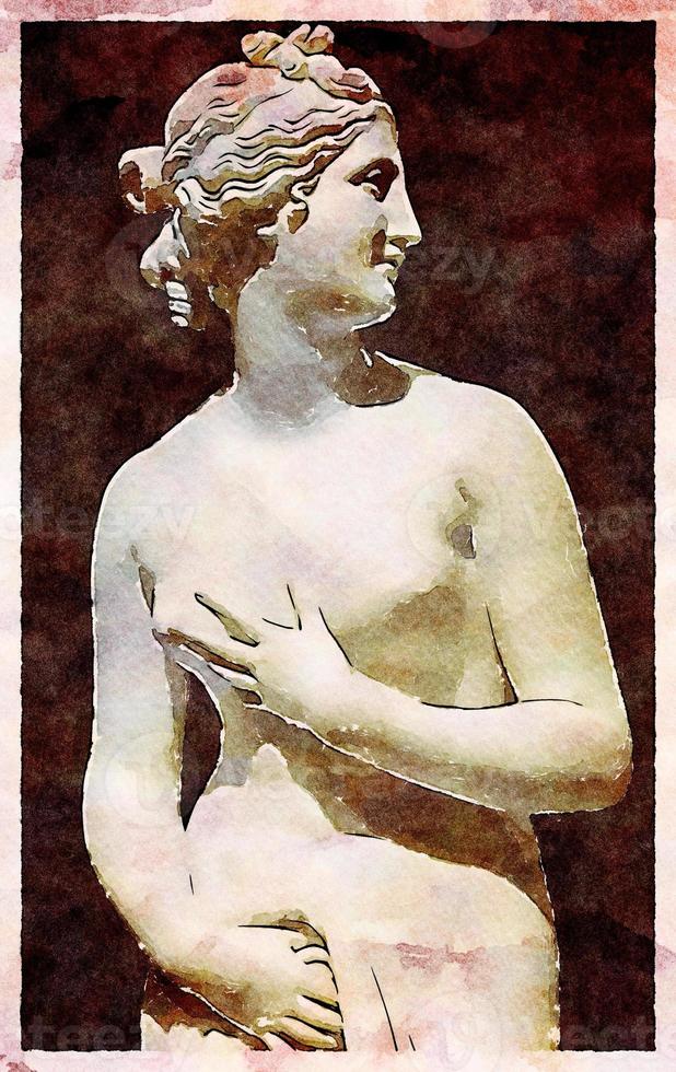 Creative illustration of Venus statue - classical statue of young beautiful woman photo