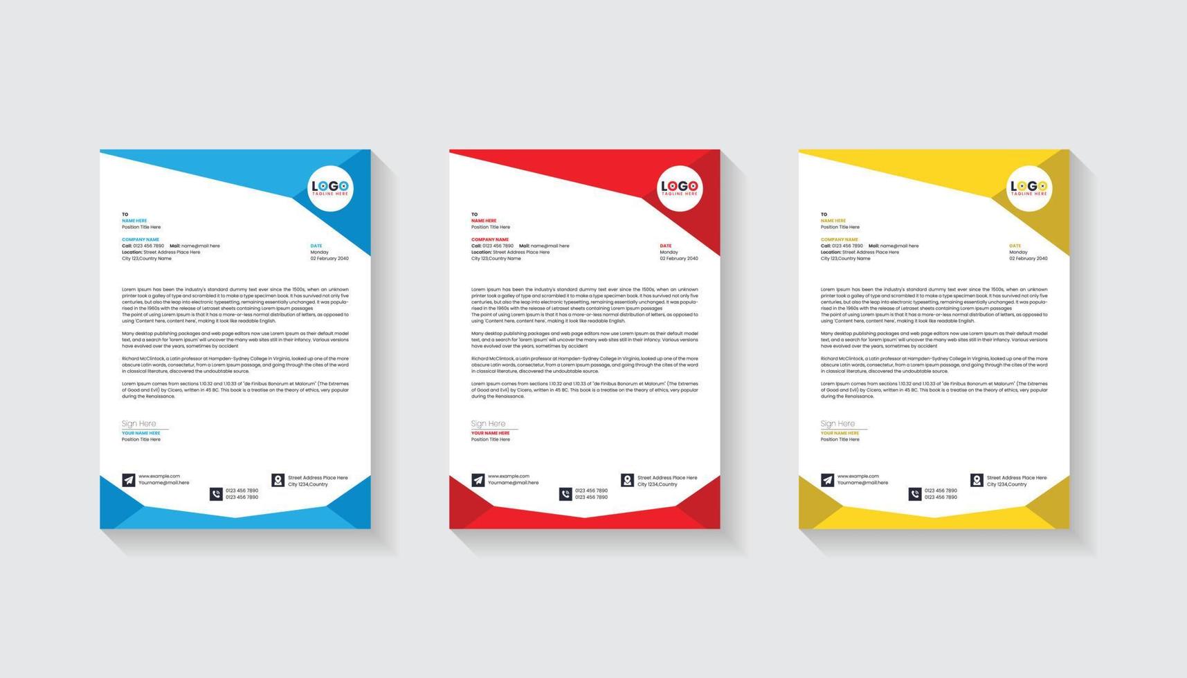 Modern and creative business letterhead design template set vector