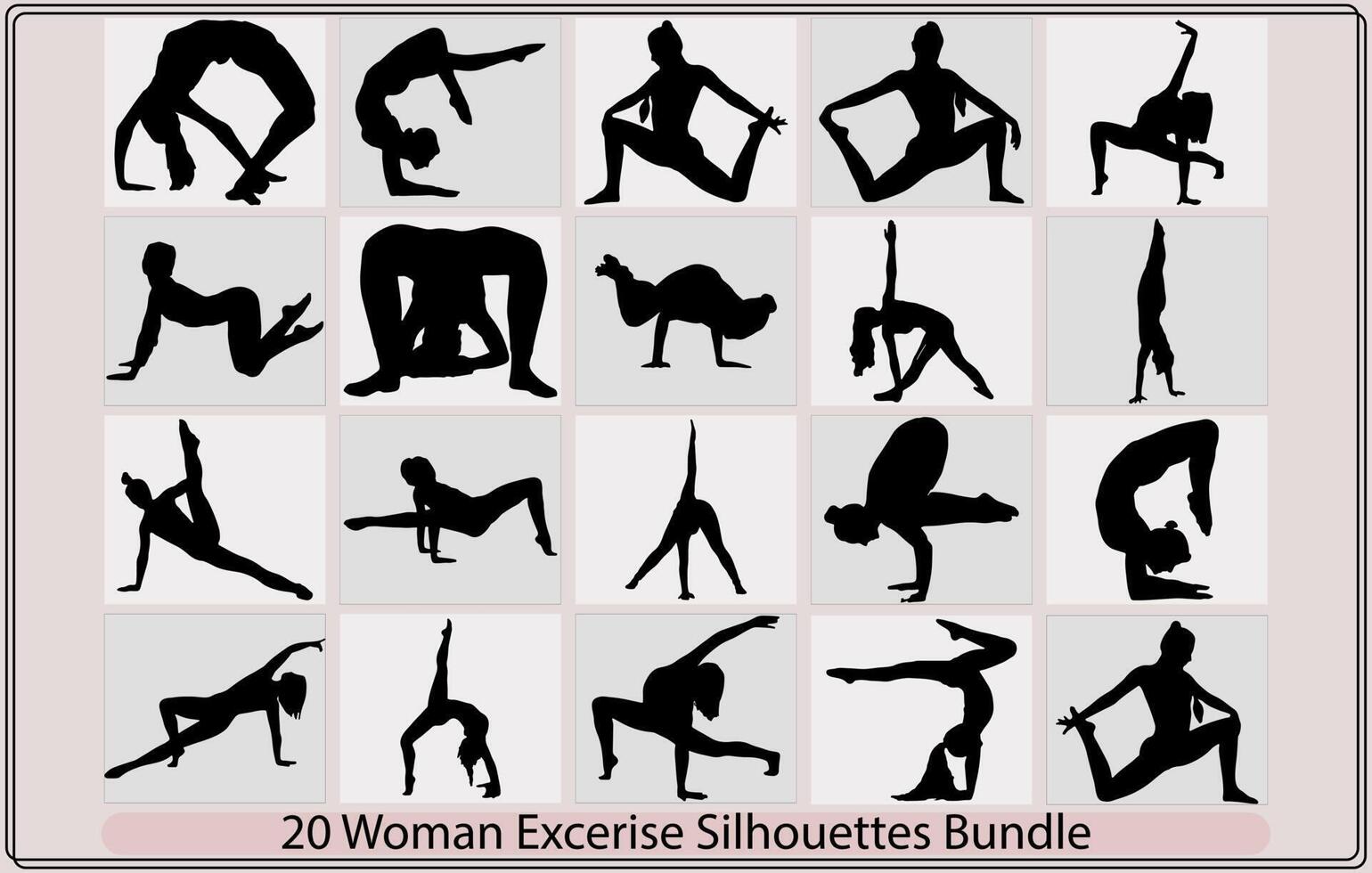 Woman doing exercise silhouette vector