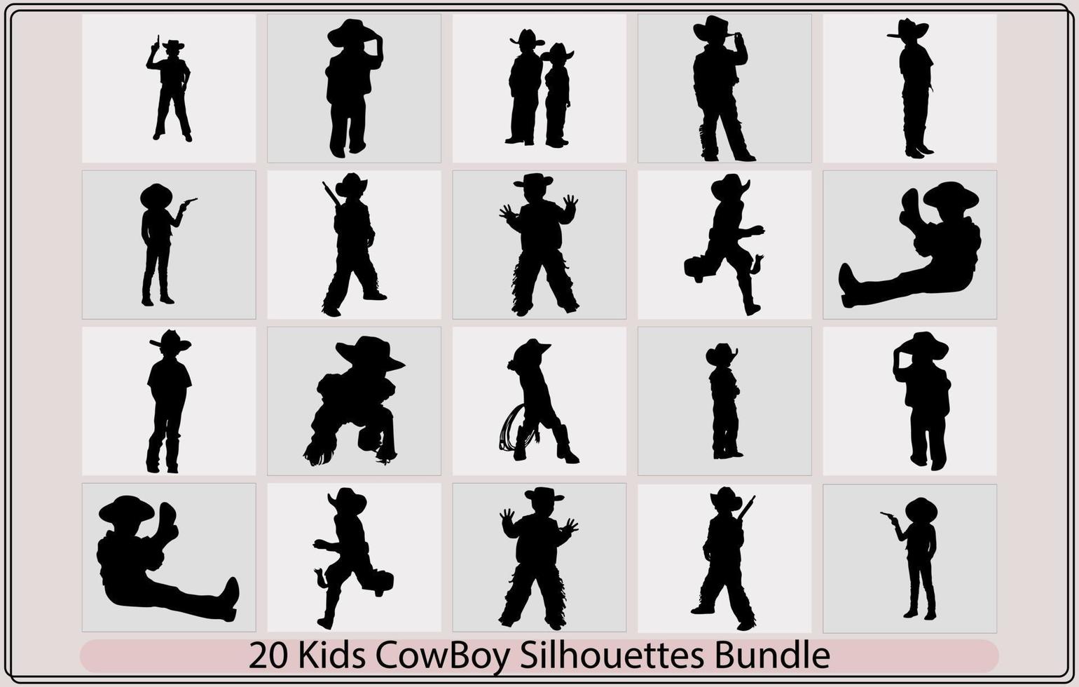 silhouette little boy cowboy vector