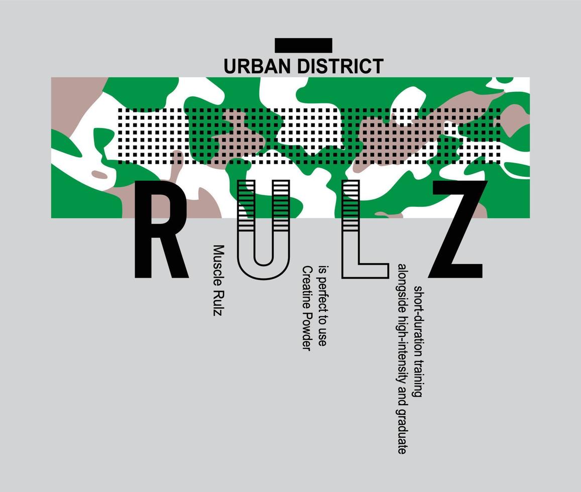 Rulz urban district t shirt design men's vector