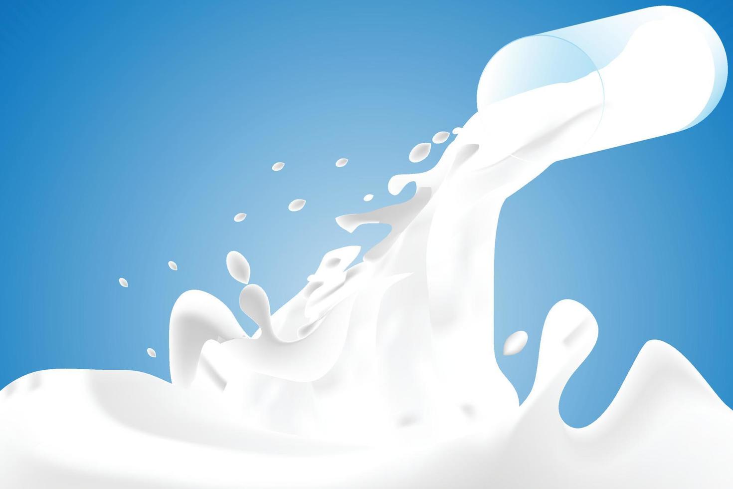 Milk splash from Glass blue background Free Vector