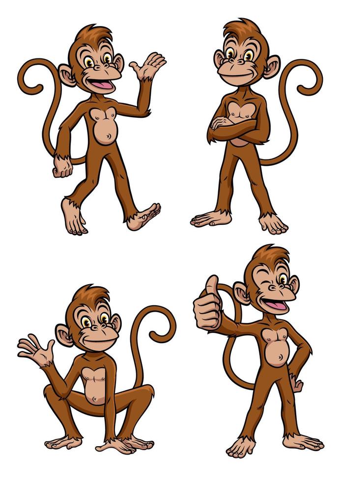 monkey cartoon set vector