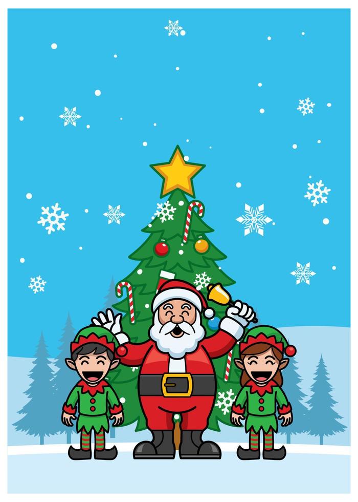 santa claus anf friends cheering for christmas vector