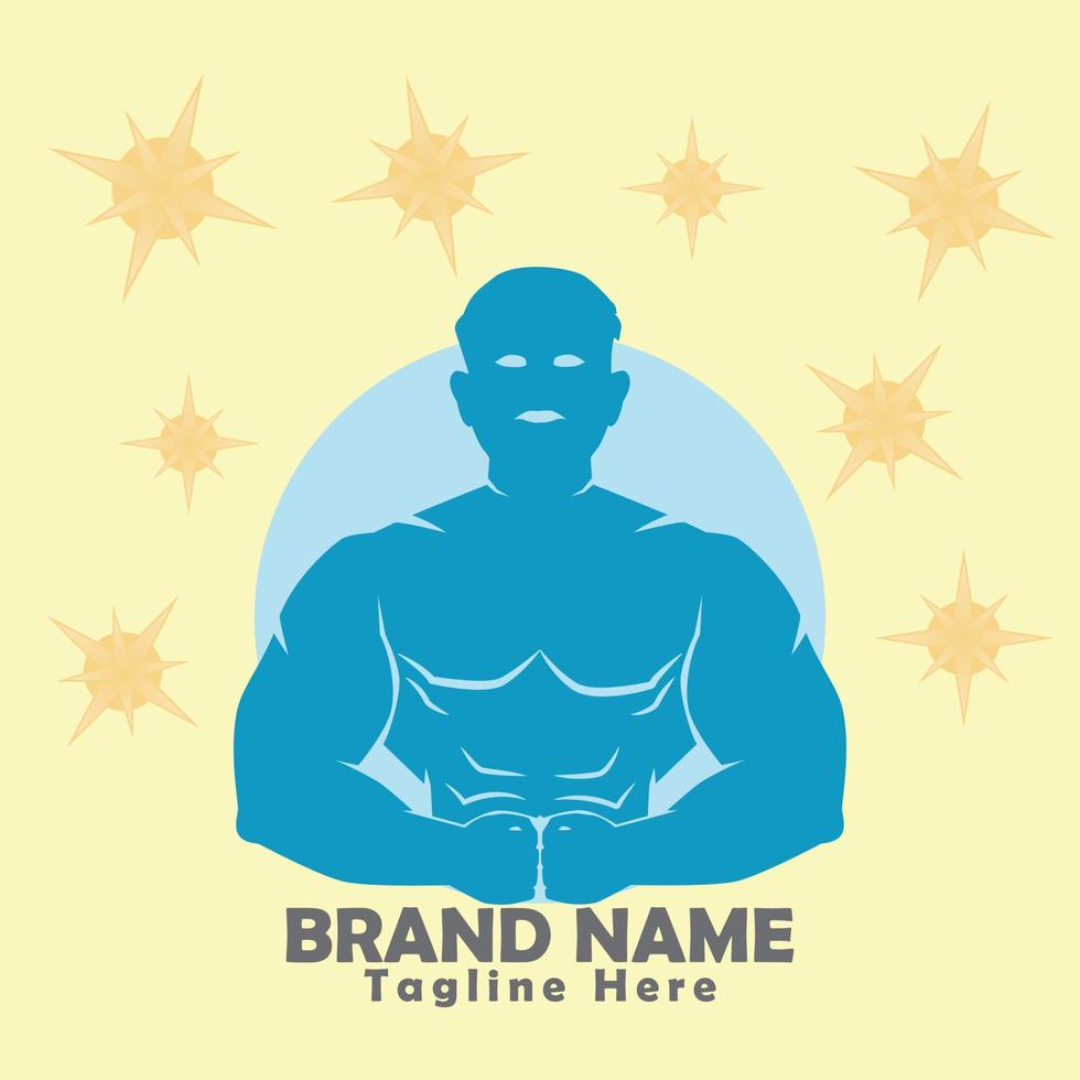 Big Muscular Human Body Silhouette, Massive Muscle Flex vector