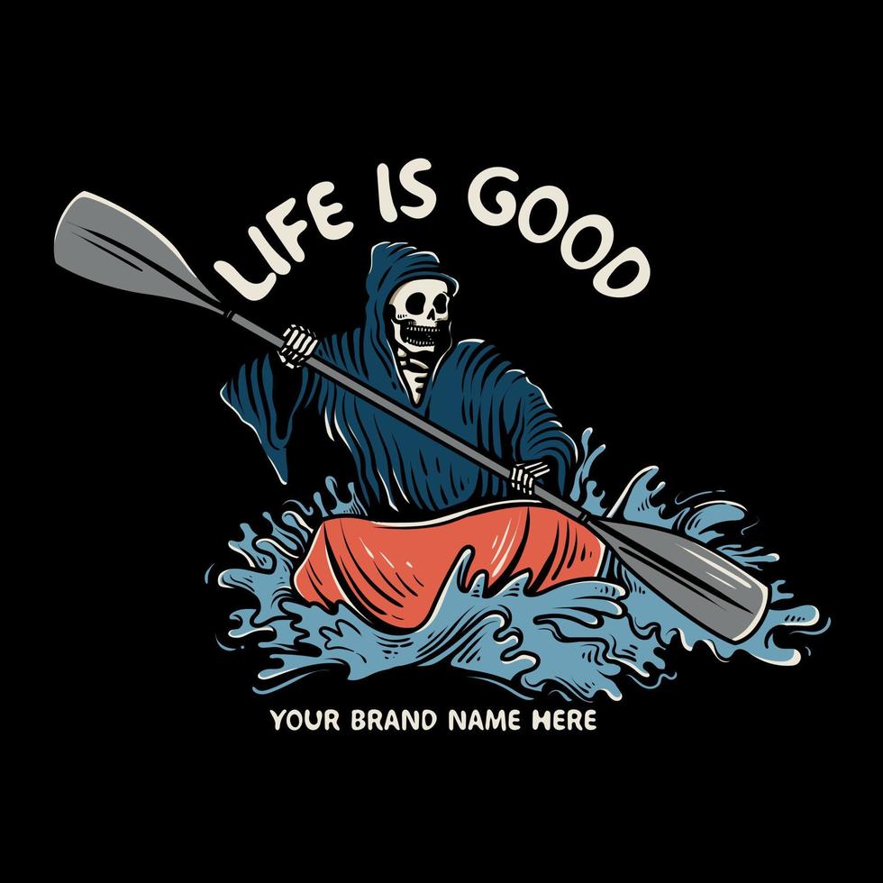 the grim reaper go to rafting illustration vector