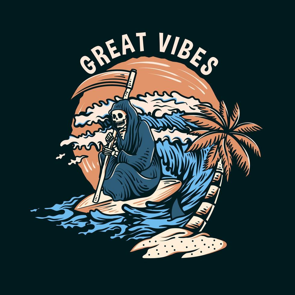 grim river was surfing at the summertime vector