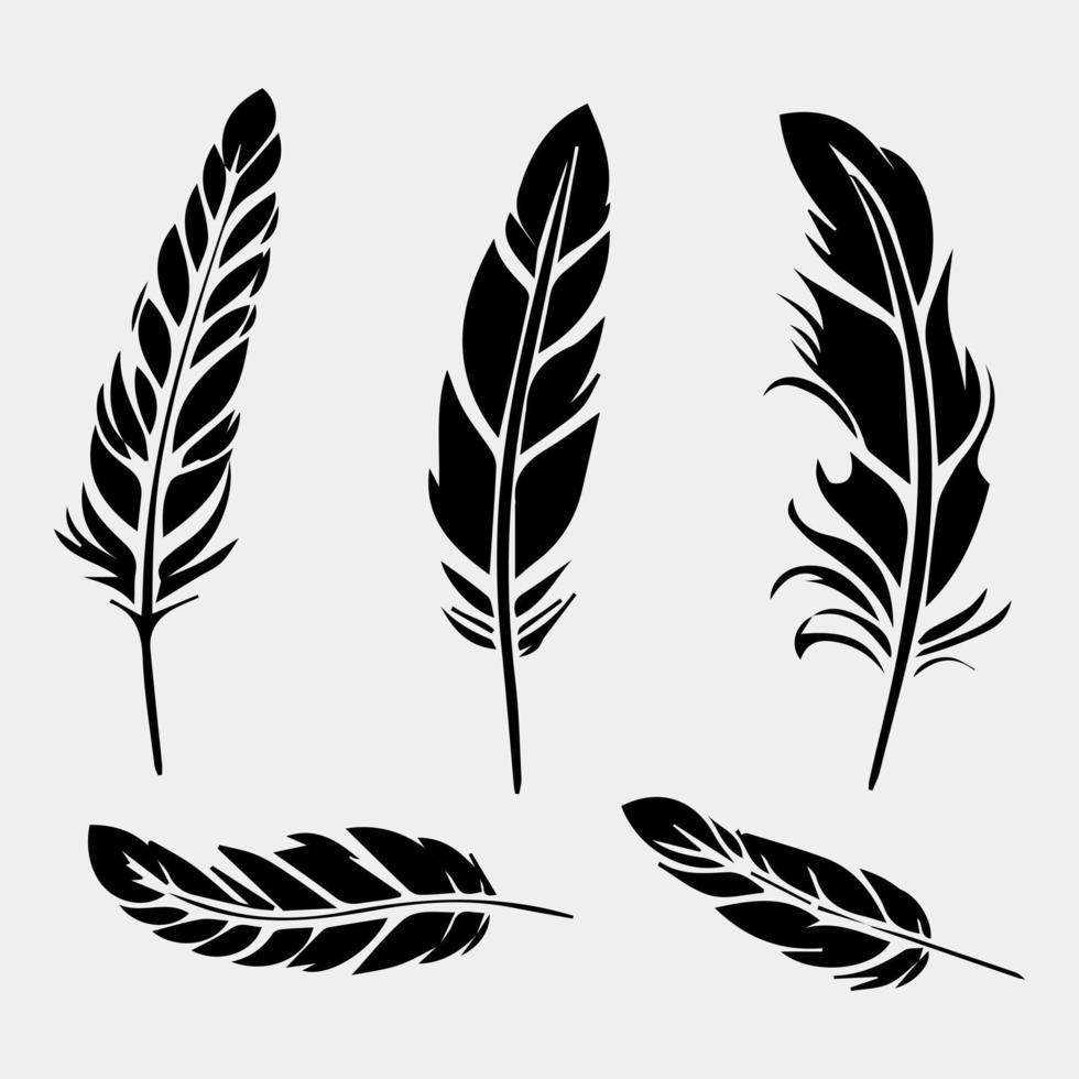 set of feathers vector design isolated on white
