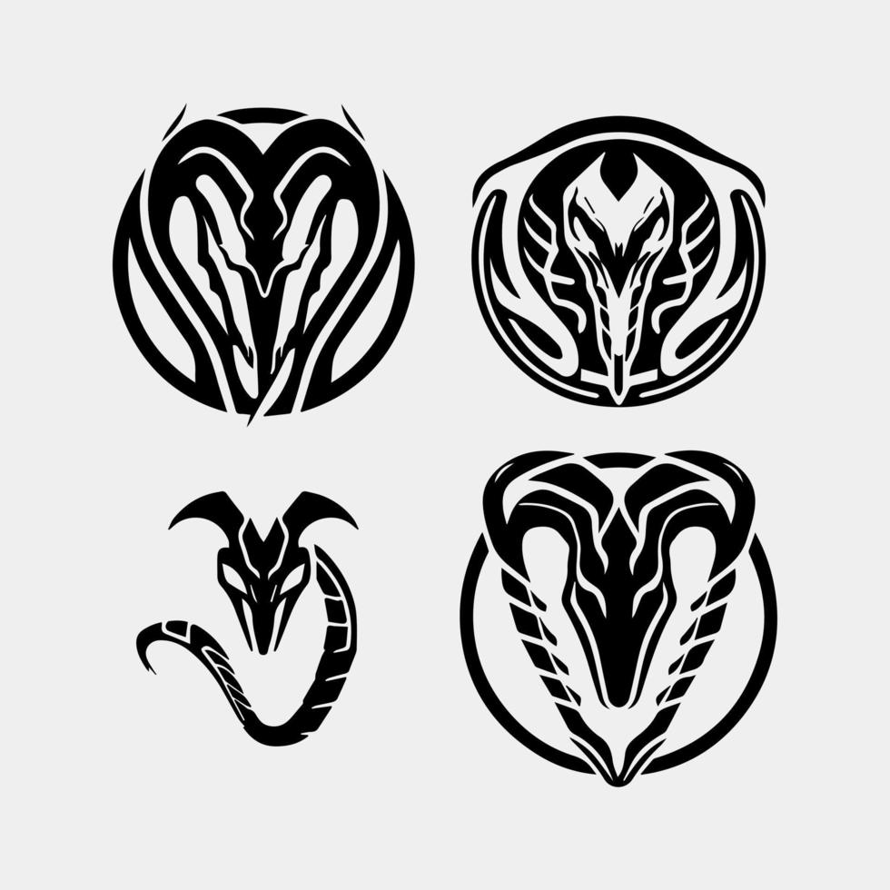 conjunto de serpiente cabeza logo diseño vector