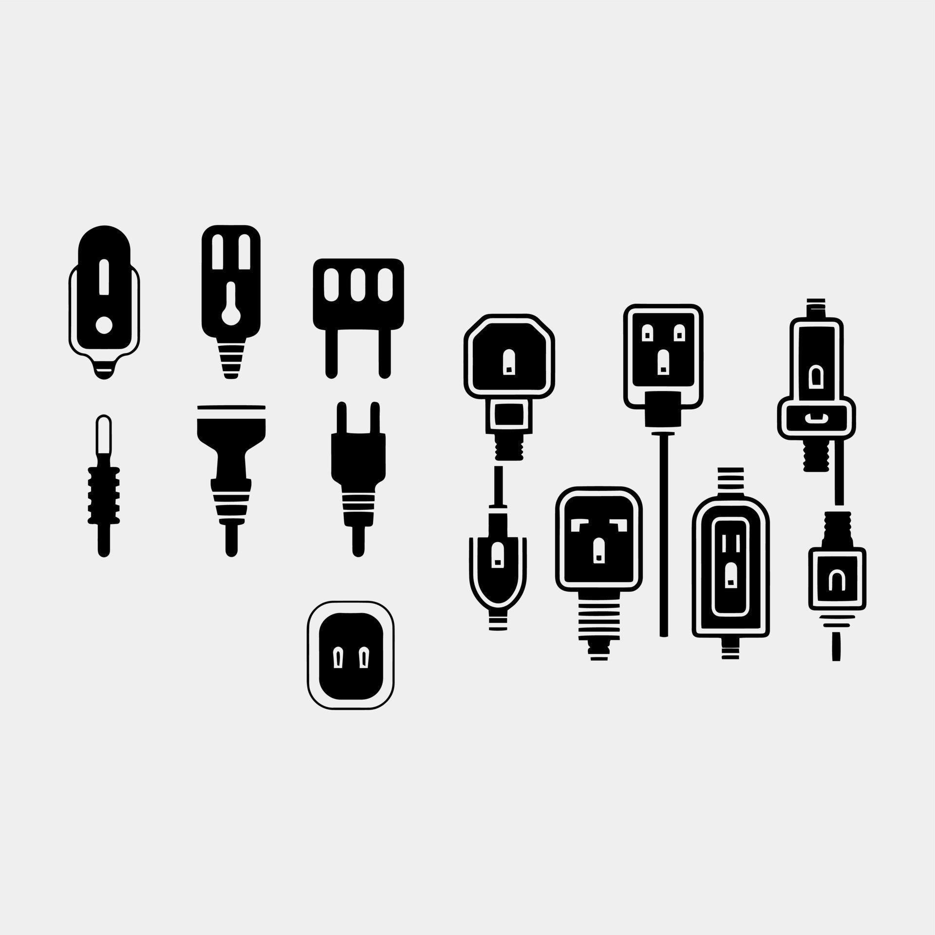 set of plugs, sockets wiring vector 22693790 Vector Art at Vecteezy