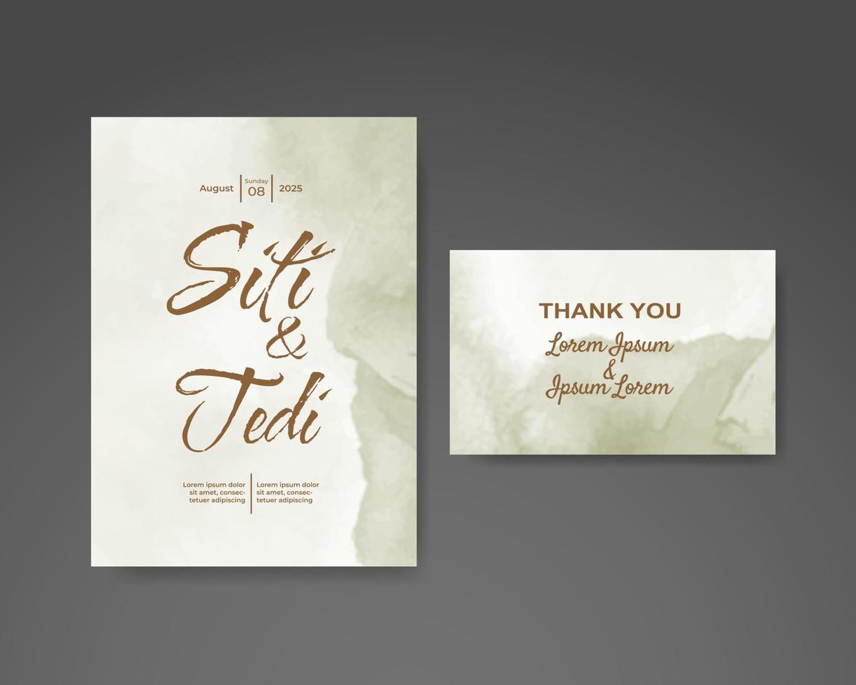 Wedding invitation with abstract watercolor background vector