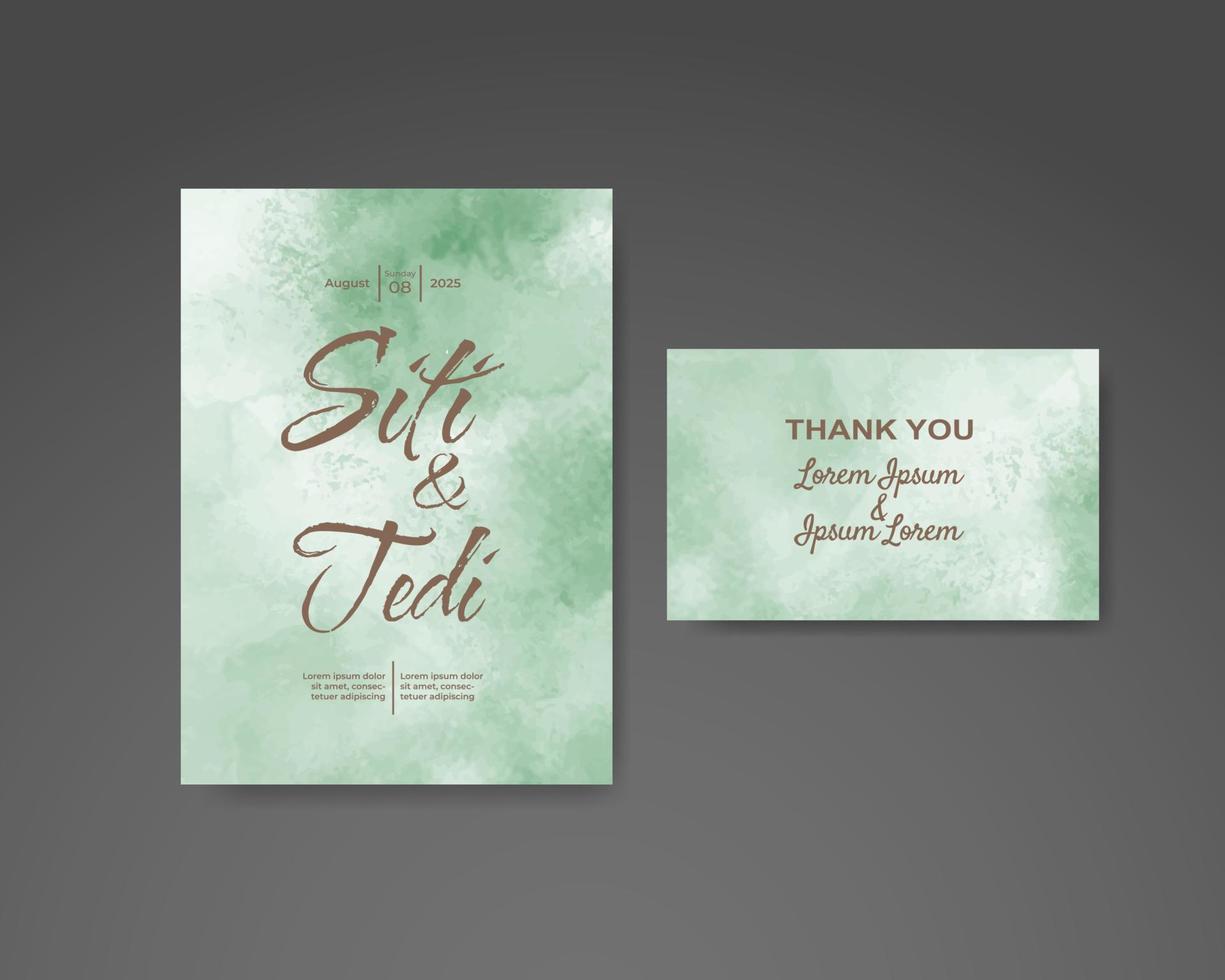 Wedding invitation with abstract watercolor background vector