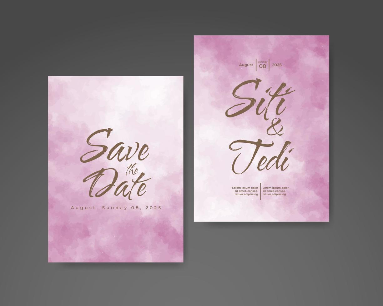 Wedding invitation with abstract watercolor background vector