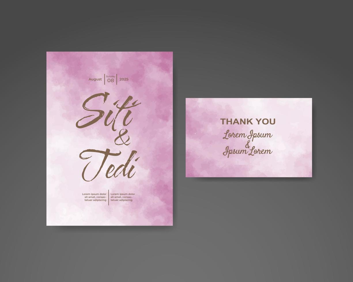 Wedding invitation with abstract watercolor background vector