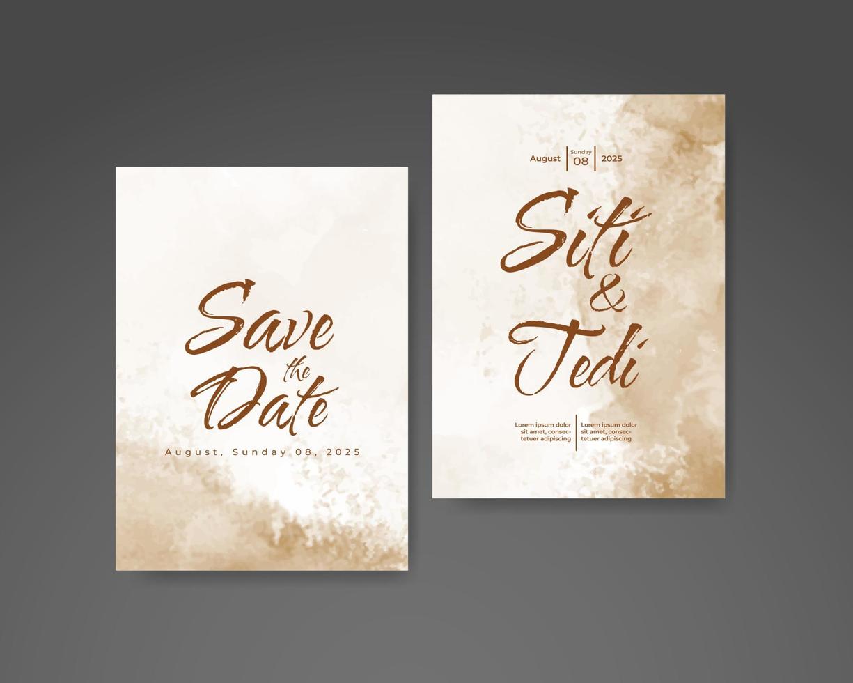 Wedding invitation with abstract watercolor background vector
