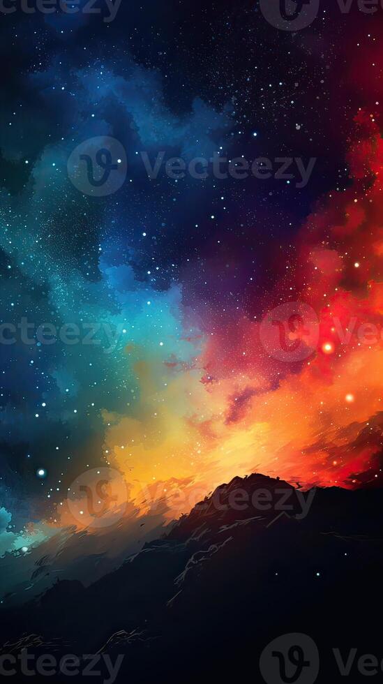 Abstract outer space endless nebula galaxy background. Large view of a colorful dark nebula in space. Cosmic background with bright shining stars, galaxies, and a deep universe. photo