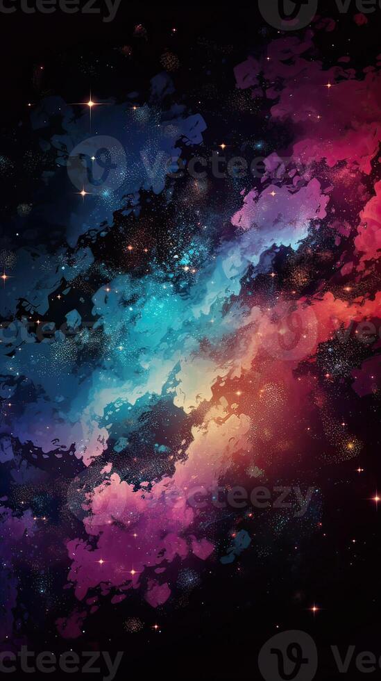 Abstract outer space endless nebula galaxy background. Large view of a colorful dark nebula in space. Cosmic background with bright shining stars, galaxies, and a deep universe. photo